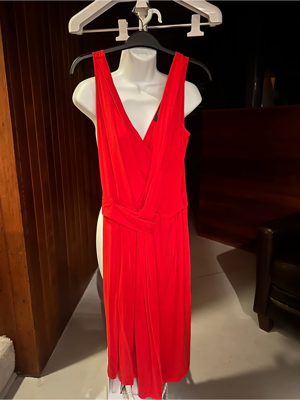 Weekend Max Mara Red V-Neck Sleeveless Wrap Midi Dress